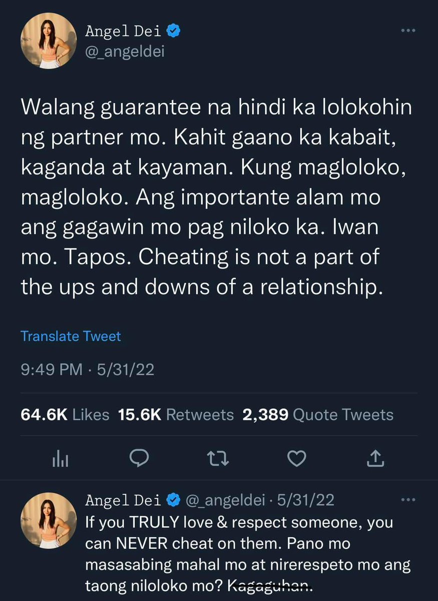 “CHEATING IS NOT A PART OF THE UPS AND DOWNS OF A RELATIONSHIP.”

If you truly love and respect someone, you can never cheat on them. 😌