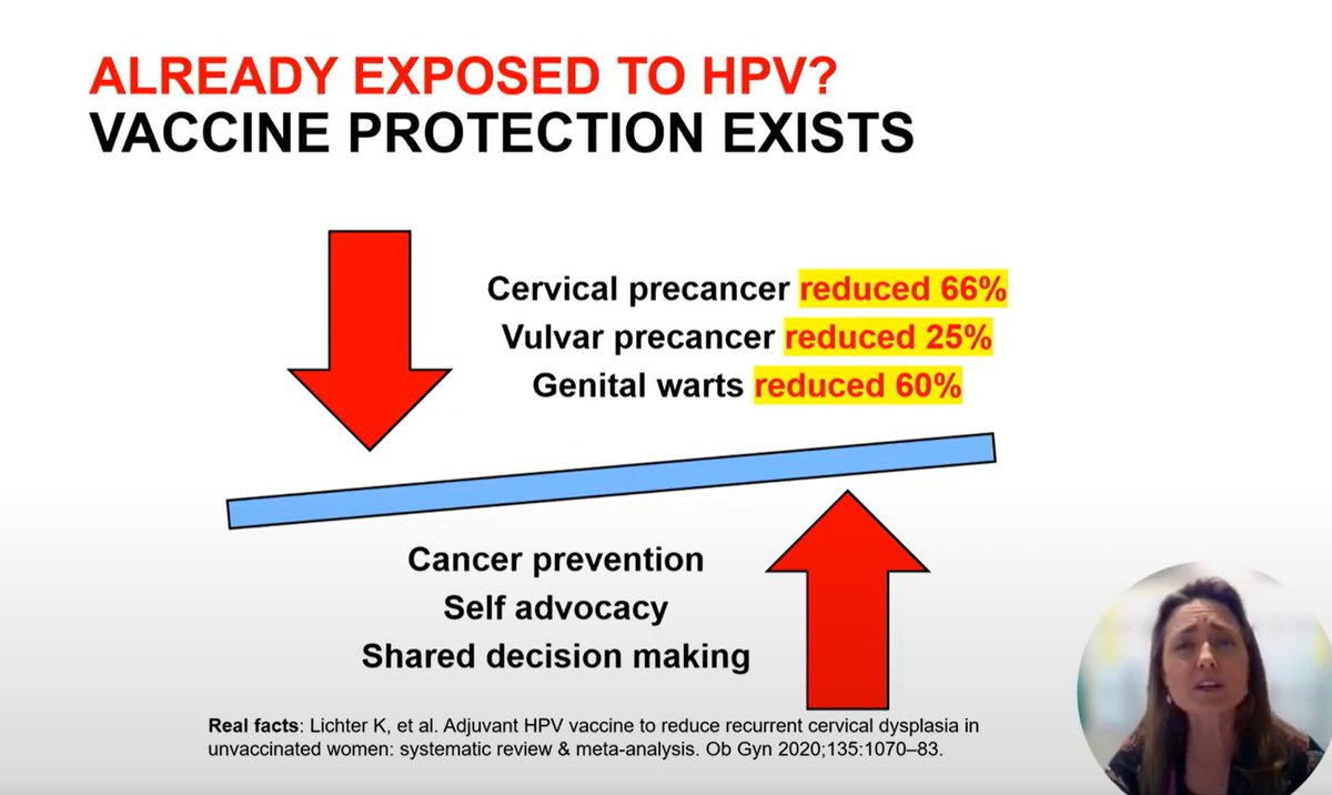 GIAHC's tweet photo. "The #HPVvaccine was approved for adults under 45yr & protects against various #HPVcancers, providing an enormous opportunity for us to eradicate #HPVcancers together! #Cervical pre-cancer is reduced when women receive the vaccine after they've been exposed to #HPV" @butlerluck https://t.co/RkdQ1FASPv