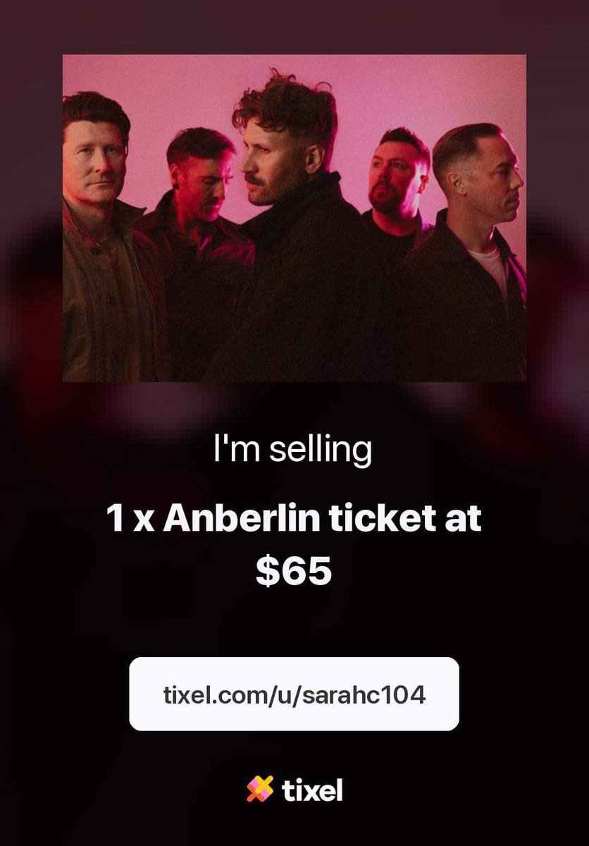 LorzzyM's tweet photo. Friend is selling 1x ticket for Anberlin Melbourne on 28th January for $65 https://t.co/NlMWws0ymG https://t.co/SsHmF6ZxnR