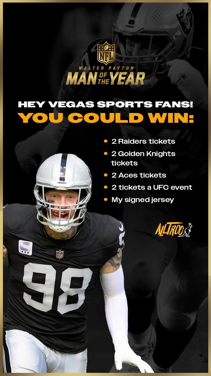 Rally for Maxx! Support the Maxx Crosby Foundation and you could win some amazing prizes! Enter to win today at alltroo.com/crosby. 100% of the proceeds will support the Foundation #wpmoy @nfl @alltroo @nationwide @CrosbyMaxx #RaiderNation