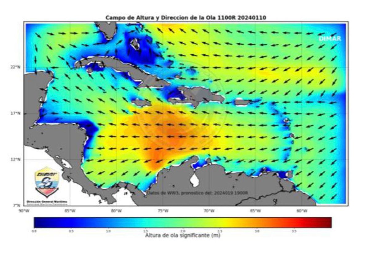 Dimarcolombia's tweet photo. 🚨 #AlertaDimar | Nuestro#CIOH, informa a la comunidad sobre el cambio en las condiciones meteomarinas en la cuenca #Caribe colombiano, las cuales impactan a las poblaciones de #PuertoBolívar, #Riohacha, #SantaMarta, #Barranquilla, #Cartagena, #Coveñas #SanAndrés y #Providencia. https://t.co/9qPH5Il3NX