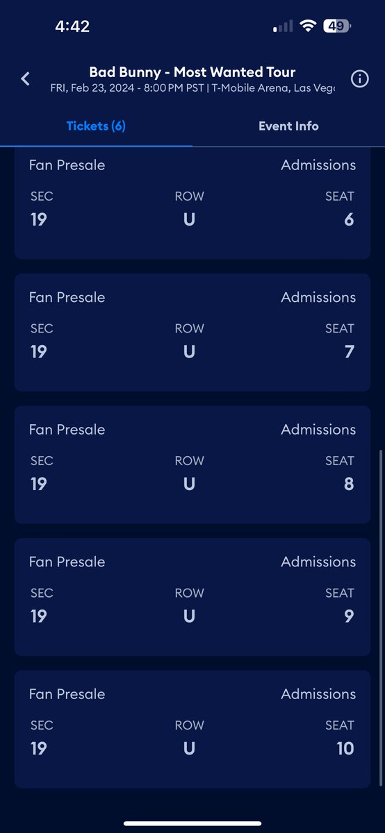 pytliz13's tweet photo. i’m very much still selling three tickets to bad bunny in vegas on 2/23 , asking for the price i got them for nothing more but willing to negotiate! 🥲🥲 will send proof of price 🙏🏼🙏🏼 https://t.co/zgDyZyI1L6