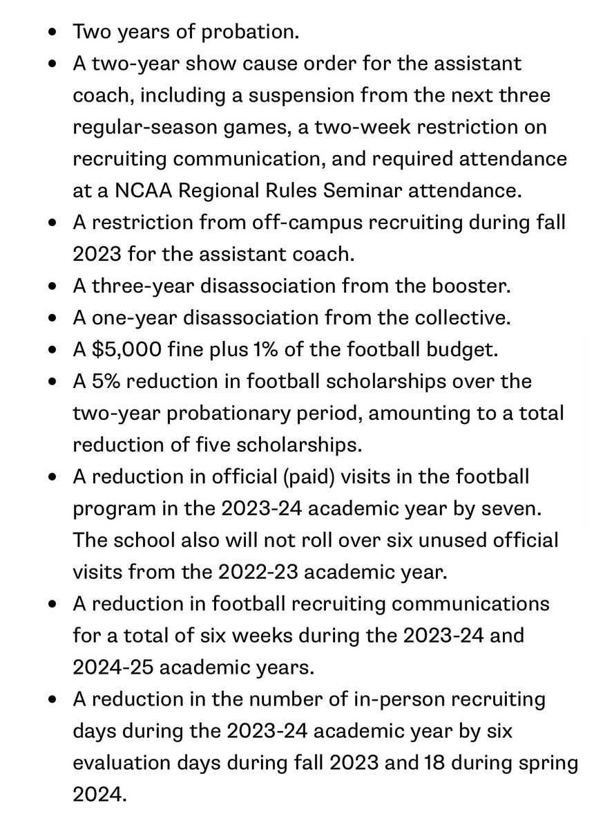 NCAA trying to make an example of Florida State, OC Alex Atkins and its collective with these sanctions.

Based on my experience covering portal and how these recruitments usually go, this seems excessive.