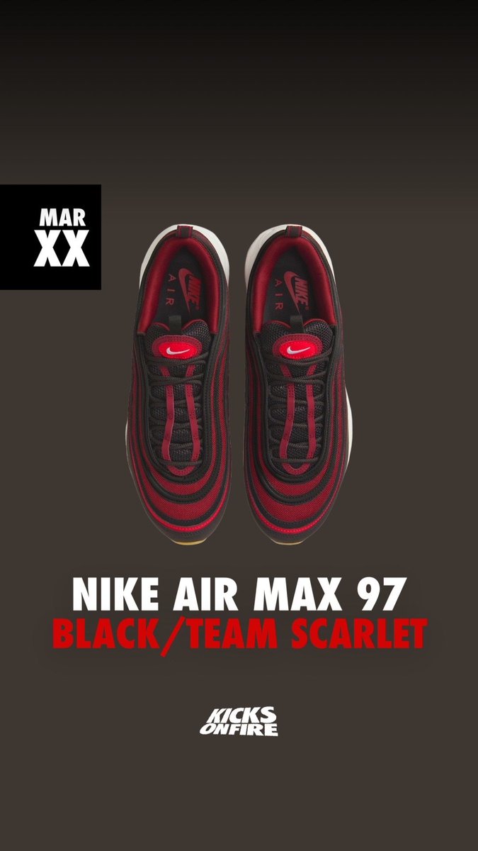 kicksonfire's tweet photo. A bred upper with a gum sole 😮‍💨👌🏽 Thoughts on this Air Max 97? 🙌🏽 https://t.co/jNejN3htFy