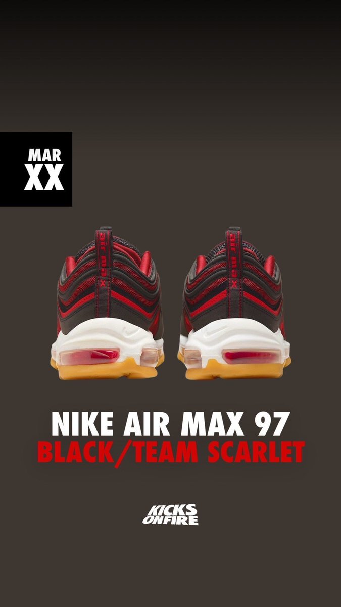 kicksonfire's tweet photo. A bred upper with a gum sole 😮‍💨👌🏽 Thoughts on this Air Max 97? 🙌🏽 https://t.co/jNejN3htFy