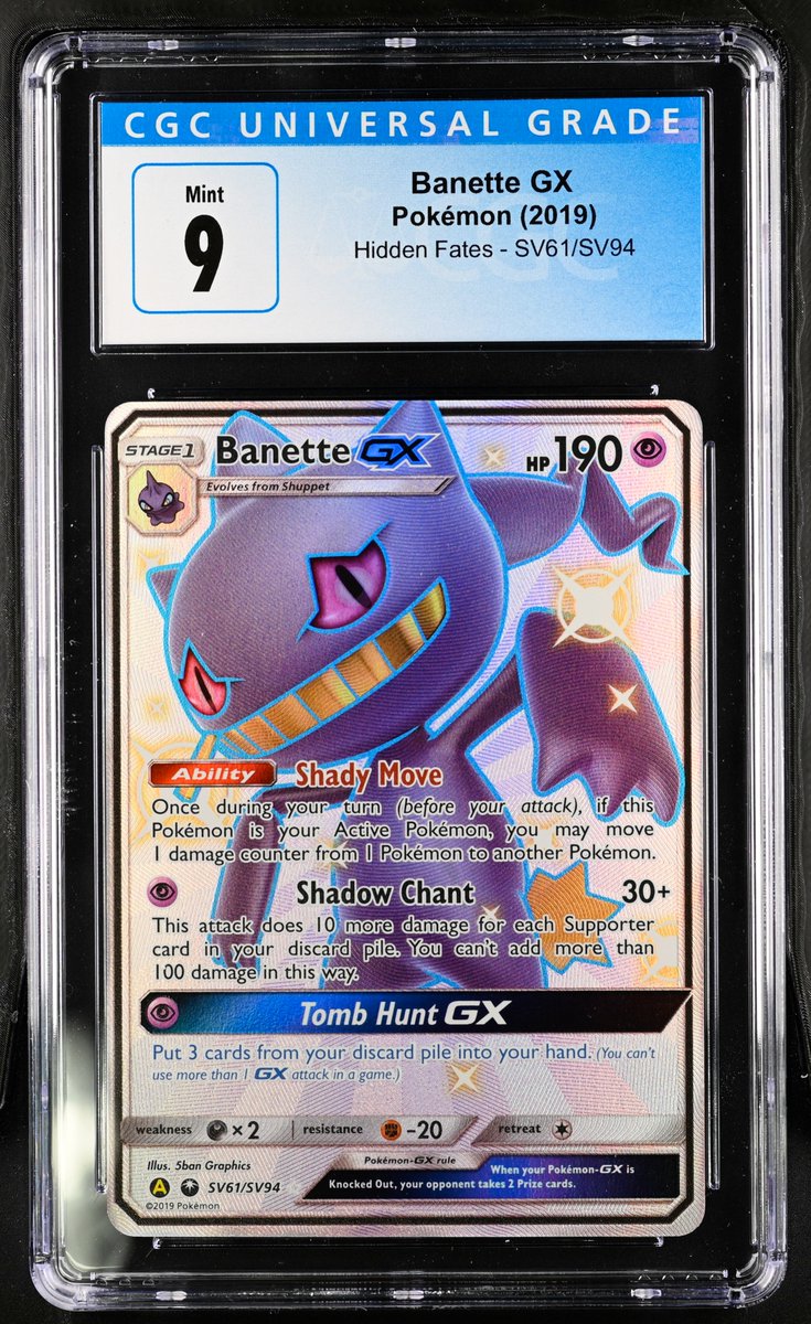 up2latemusic's tweet photo. Banette GX Hidden Fates SV61/SV94 CGC 9 $25 Shipped @BUYSELLTRADETCG
@TattooedBST @FTC_MARKET @CardboardBanger @CardboardEchoes @Poke_Shares #Pokemon #PokemonTCG https://t.co/GgPPHMrWxt