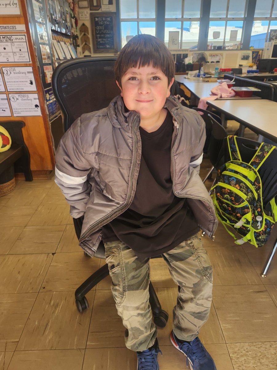 Alejandro, in Ms. Davis's third grade class, saved up 100 points in PBIS Rewards to purchase the principal's chair for the day.  Way to go Alejandro! McKinley Mustangs are Respectful, Responsible, Safe, and Ready to Learn!  #doitformckinley #teambcsd