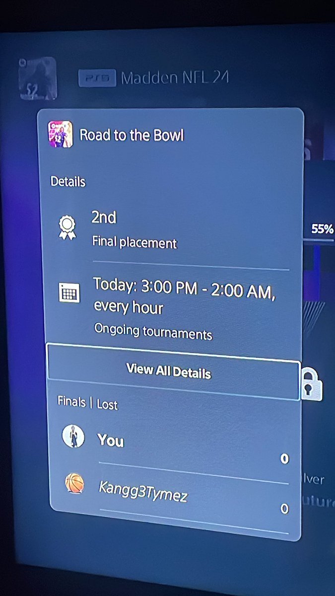 hgi_tj's tweet photo. @EAMaddenNFL @EASPORTS_MUT 

So I was in the Finals Lobby for the #ROADTOTHEBOWL Tourney but the game gave me second place but we never got into the game. https://t.co/aJ7dLN3zoN