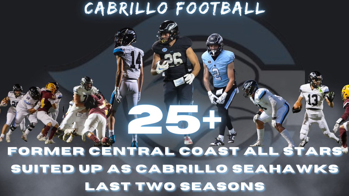Over the last two seasons we’ve had 25+ former Central Coast All Stars become Cabrillo Seahawks! Who’s going to be the next great Seahawk from the 2023 all star group?! 
#BallAtTheBeach🏈🏖️ 
#TheNextGreat