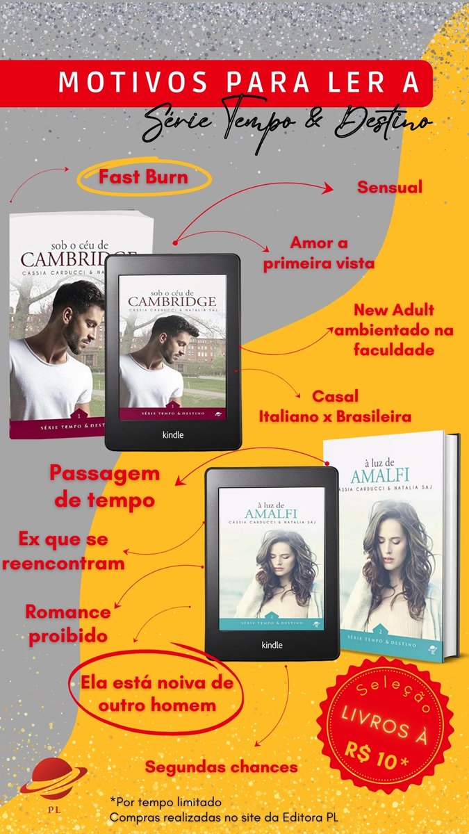 Editora_PL's tweet image. ESTÁ A FIM DE LER UM ROMANCE CONTEMPORÂNEO QUE FOGE DO CLICHÊ?

Então ver ver os motivos para ler a Série Tempo e Destino das autoras @cassiacarducci e @nataliasaj.

Gostou? Então aproveita que a duologia está em promoção no nosso site.
E os dois livros estão no KU!