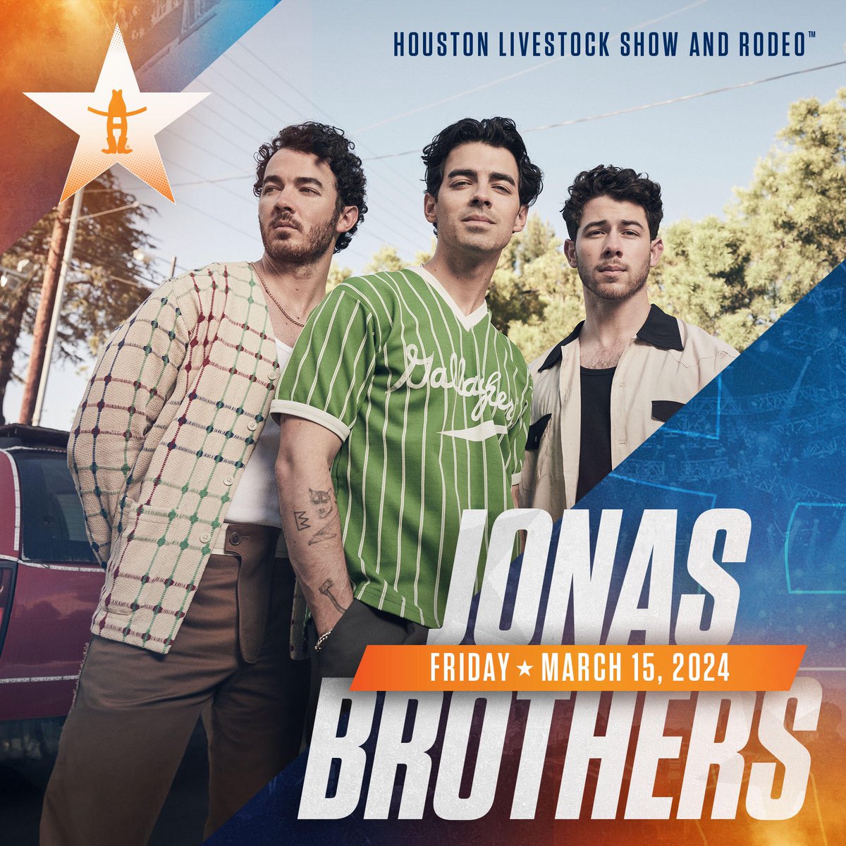 jonasbrothers's tweet photo. This isn’t our first rodeo… 😂 It’s been awhile but we’re coming back to Houston for @RODEOHOUSTON 2024 on Friday, March 15th! Tickets go on sale at 2pm next Thursday, January 18th on https://t.co/UzqX96C1Fq… See you then! https://t.co/ipEcQrT8UR