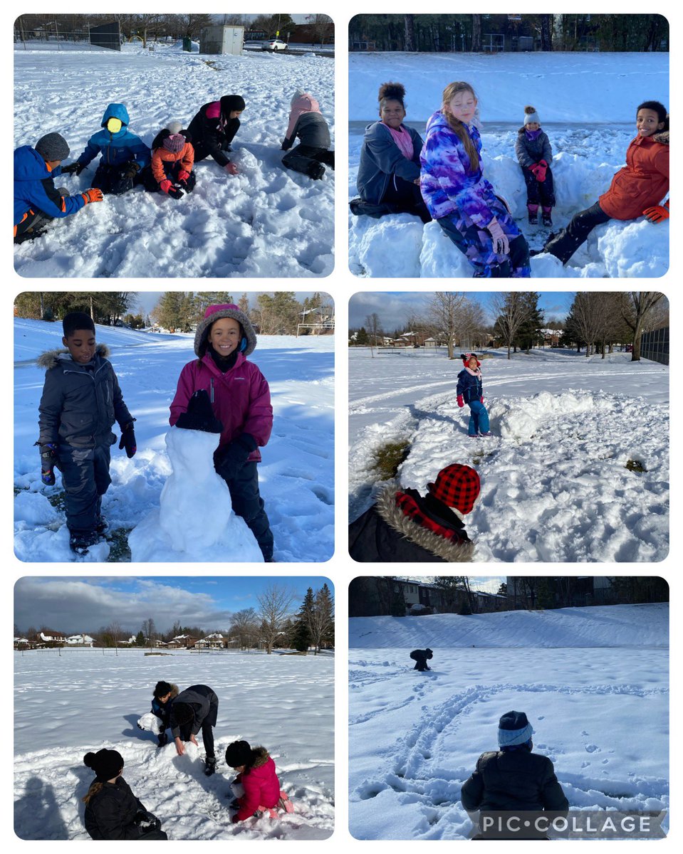 MrsEaton_BER's tweet photo. We enjoyed the sun and sticky snow on Wednesday with our Grade 6 Buddies! We were able to roll some BIG snowballs and build forts and a snowman named George! @adrianaporcari https://t.co/BlWrDesKFK
