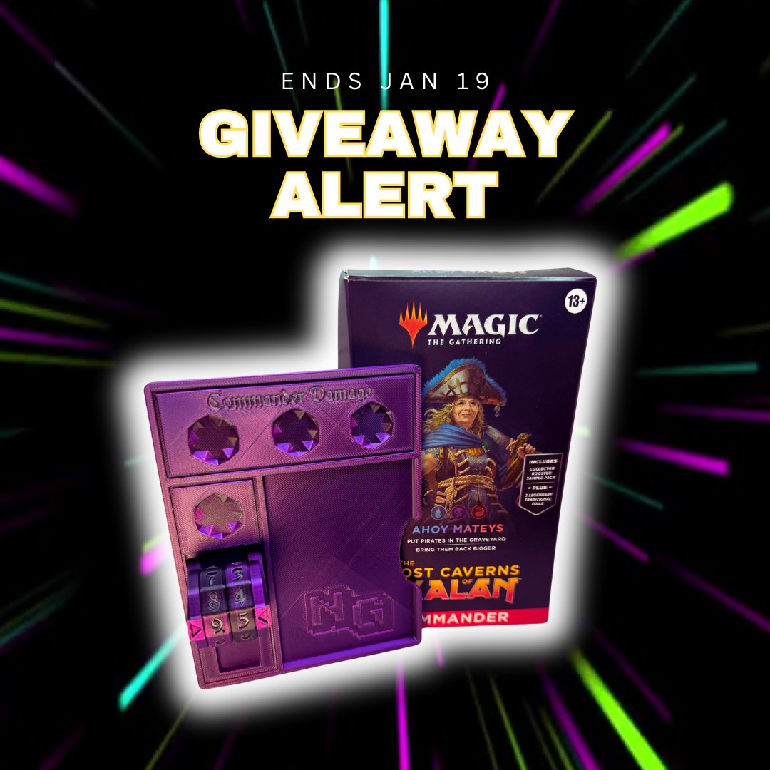 nerdgeargaming's tweet photo. 🚨January Giveaway! 🚨
We have the "Ahoy Mateys" precon and a 3D Printed Cmd Zone Tray.

How to Enter:
1. Follow us
2. Like this Post
3. Retweet
ㅤ
Bonus Entries:
- Tag a friend (max 3 bonus)
- Join our Waitlist
ㅤ
Ends Jan 19
Canada, USA, and UK Only. https://t.co/LfI5KQ2Ws4