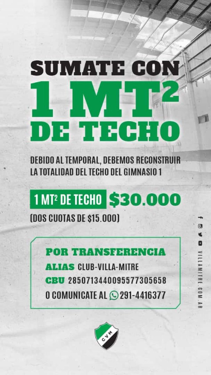 Ojo ya nos trucharon el alias , es con guion medio CLUB-VILLA-MITRE,  y no con punto 🤦🏻‍♂️