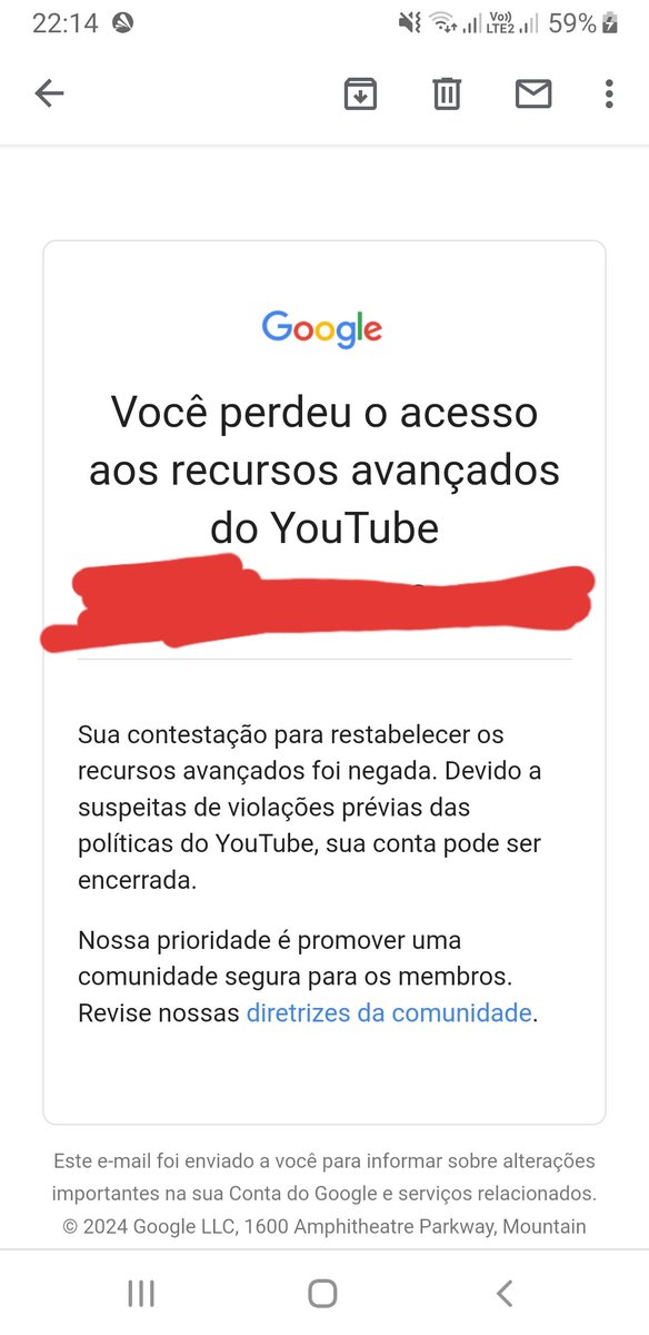 Matheus16489137's tweet photo. @TeamYouTube Acabou de chegar esse email, enquanto enviava a última mensagem anterior aí... sacanagem, não violei nenhuma política só fiquei um tempo sem postar novos conteúdos, devolva os recursos avançados 😥❤ https://t.co/5EaeIh3yVb