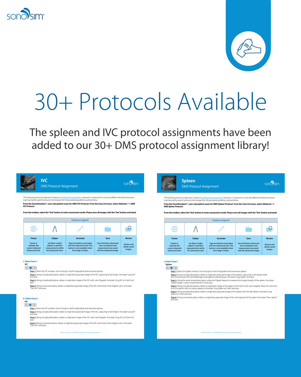 SonoSim's tweet photo. Hurray! We have two new SonoSim DMS Protocol Scanning Assignments. Give learners experience walking through Spleen and IVC ultrasound imaging protocols.
#ultrasoundtech #sonosim #sonographystudent #ultrasoundtraining https://t.co/DwLi1miS2o