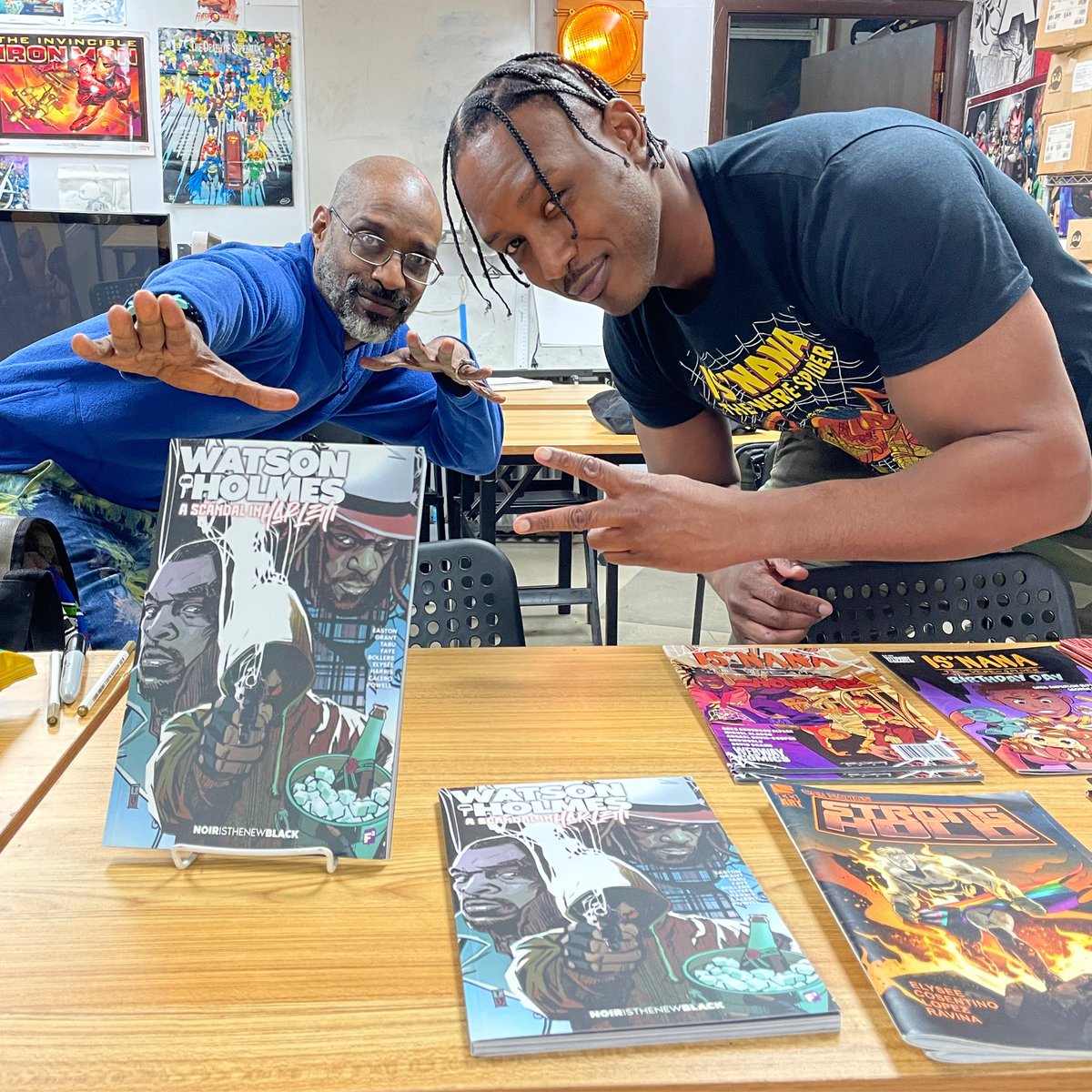 GregAndElysee's tweet image. Aaaaayyyye!! Half way through the signing at @AnyoneComics with @NStevenHarris and down to the last 2 copies of the new Watson &amp;amp; Holmes! People really coming out to support!