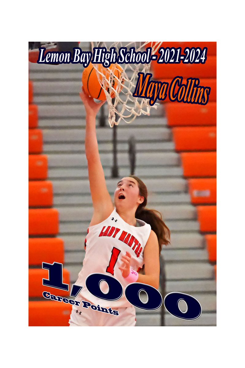 Congratulations to Junior Maya Collins for reaching the 1000 career point mark tonight in a huge win vs. Lakewood Ranch!!!