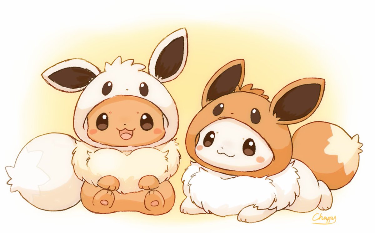 イーブイ「イーブイとお友達、まねっこずきんシリーズ」|チャッピー🦊🐾のイラスト