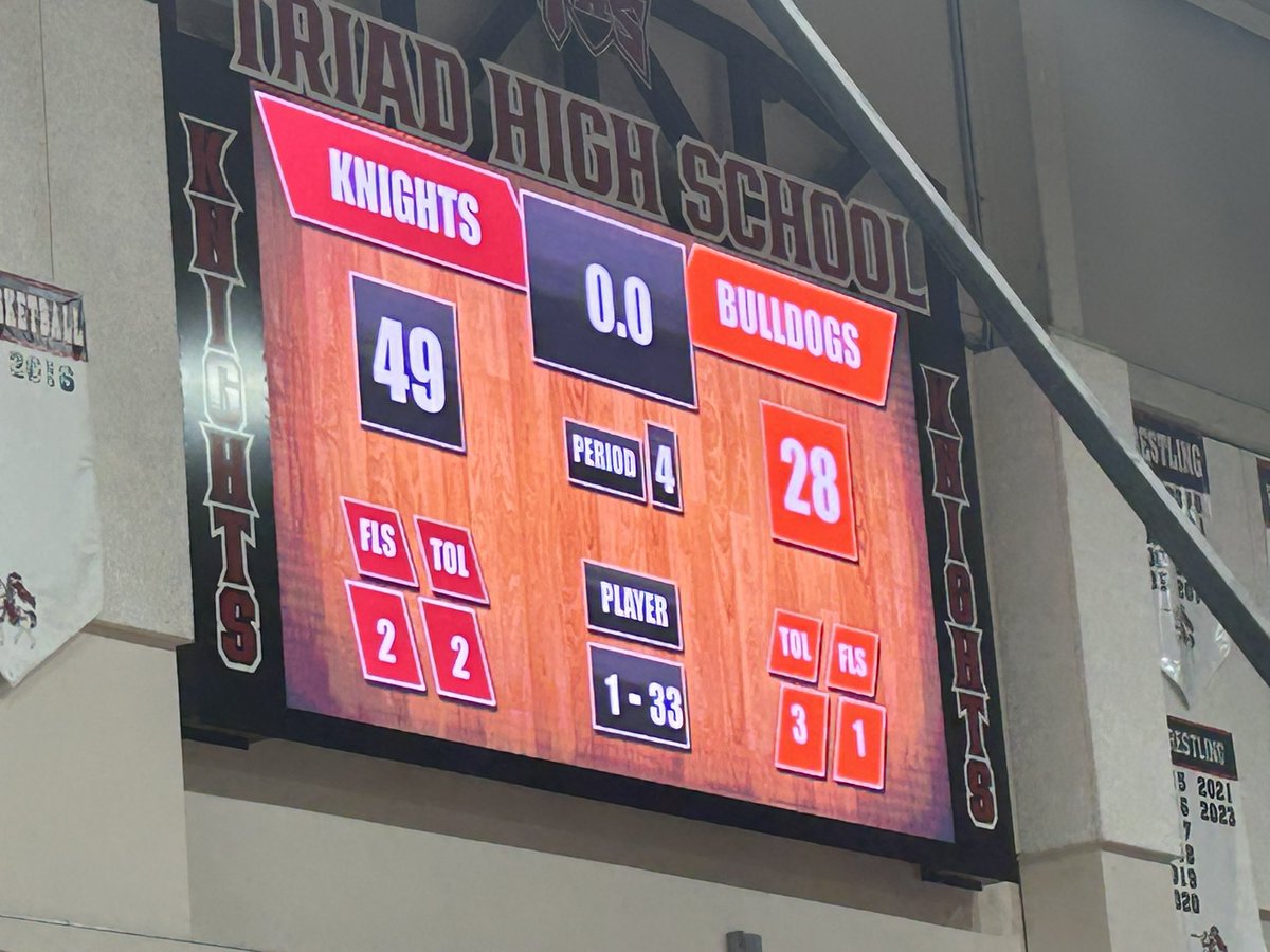 TriadKnights's tweet photo. Final from here in Troy with our Varsity Girls!! Lady Knights 49…Waterloo Bulldogs 28! Big apologies for all of those who had to suffer through a Thursday night game here at THS! #Fridaynightoff @TriadHighSchool @triadladybball https://t.co/eYWQHYJeTi