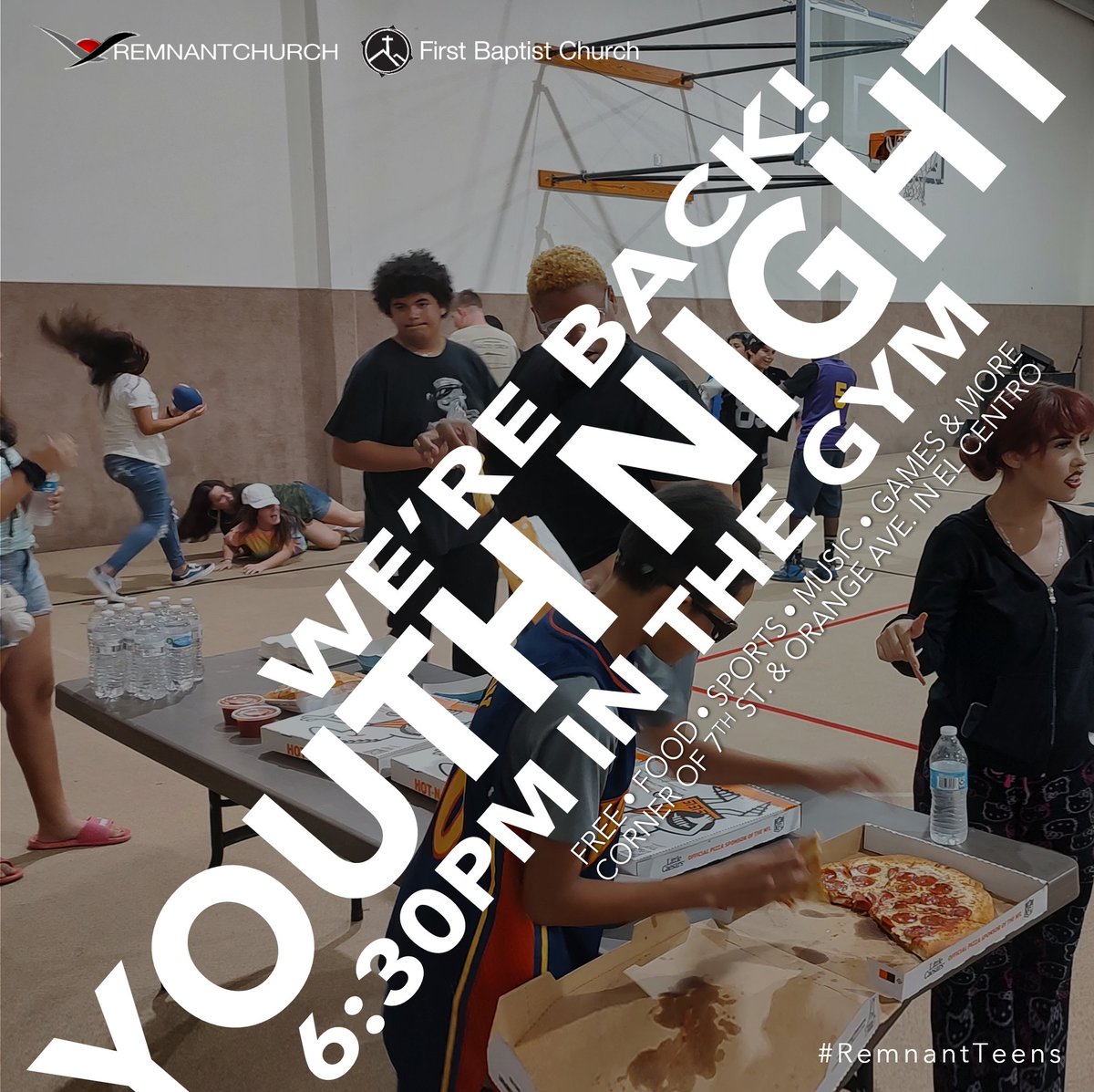 RemnantChurch's tweet photo. Hey teens! WE'RE BACK!!!Join us in the gym tonight for Youth Night!
Starting at 6:30pm, we've got #pizza #sports #music #games and more!
#RemnantTeens
#remnantchurchiv
#fbcelcentro https://t.co/XhsjwLY3BG