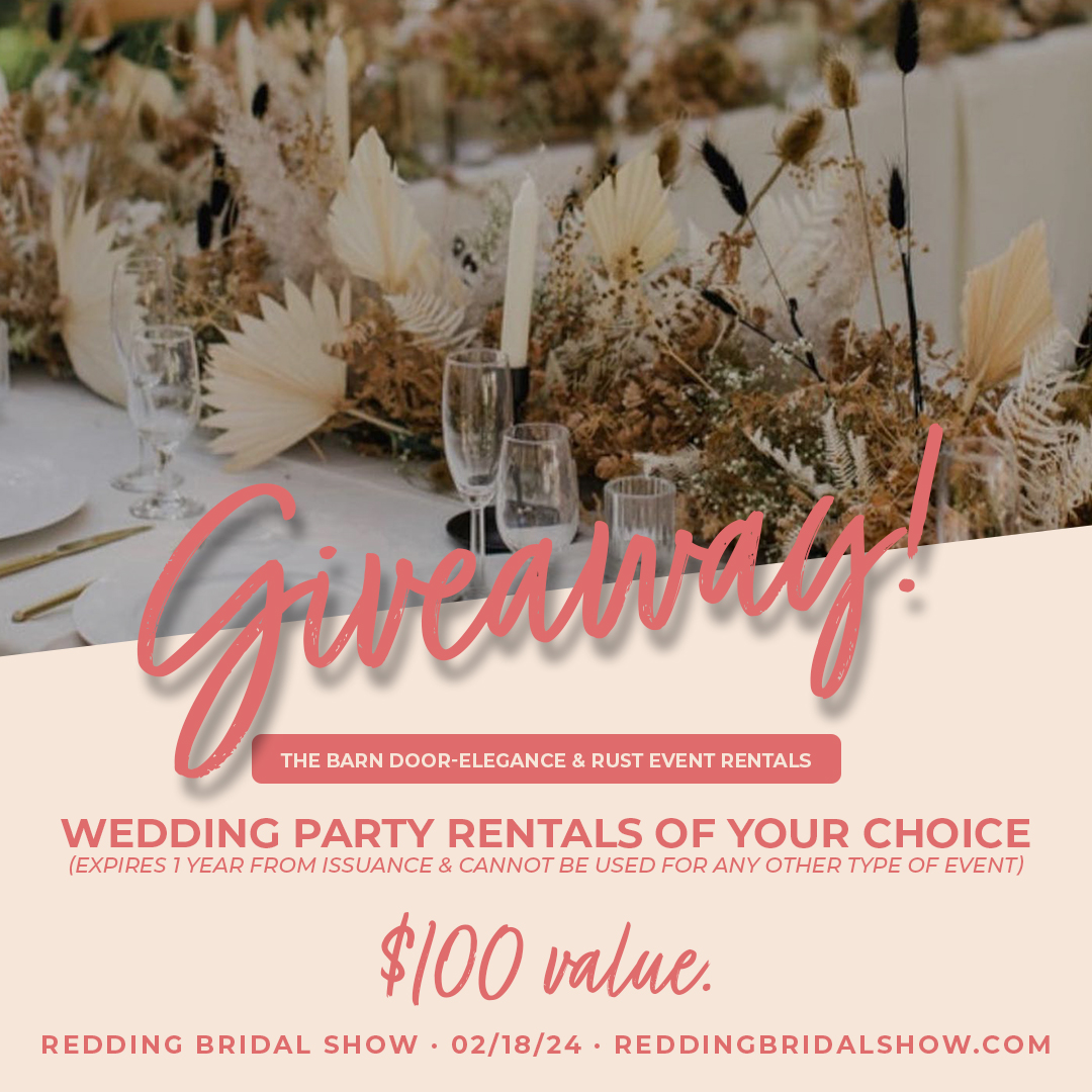 Bride &amp; Groom Pre-Registration is Open!
Pre-register online for a chance to win exclusive prizes!
➡ reddingbridalshow.com #ReddingCA
