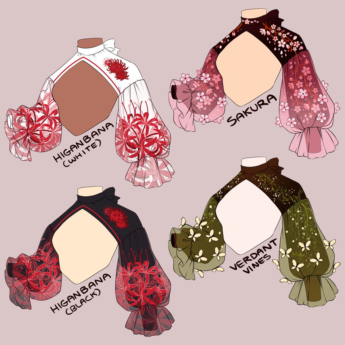 NyahalloShop's tweet image. Elegant sleeves with a mesh layer 🌸 Which one is your fave?