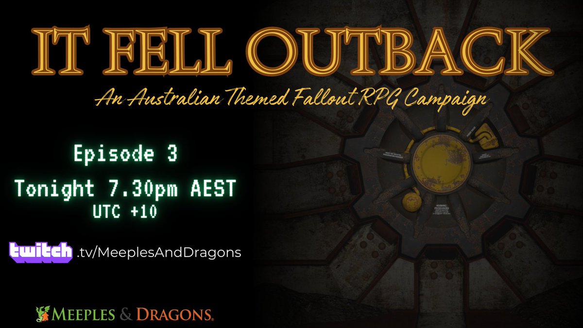 Meeples_Dragons's tweet photo. Wandering around an apocalyptic wasteland with a couple of LoTR obsessed robots may not have been part of the plan. And yet, here they are. With bounties on the party's heads as an added bonus.

It Fell Outback is back tonight at 7.30pm AEST on https://t.co/Qp5wRB8war

#Fallout https://t.co/OsXsJjxmUH