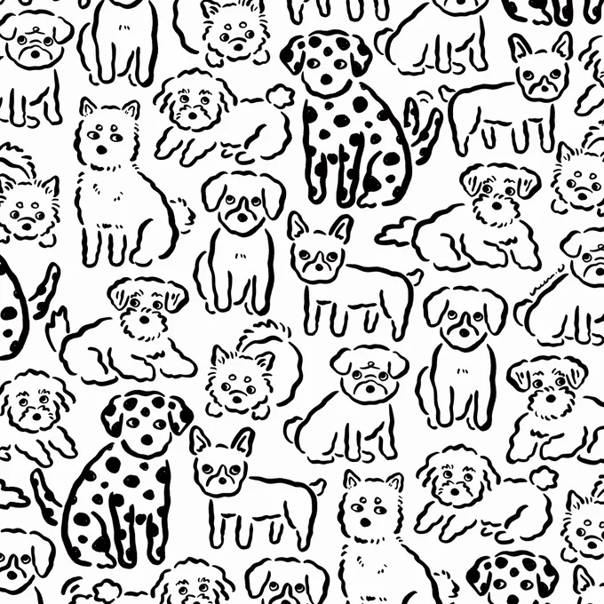 お気に入りの、ちょっと冷めた目をした犬たち。表情豊かないぬかわいい。 