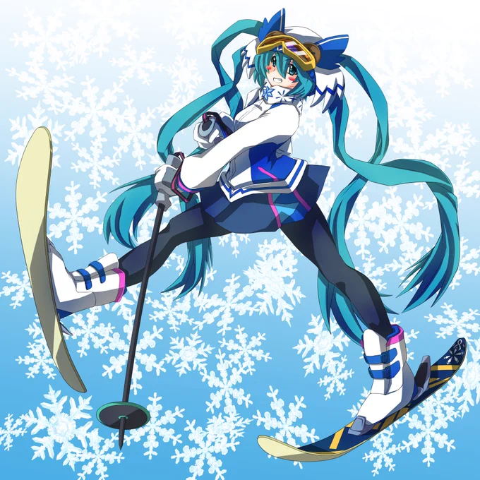 今日は #スキーの日 だホー!でぽさんの2016年の雪ミクさんをご紹介ホー元気いっぱい、スキーをする姿が似合うホー(`・ω・')b☆【】 #piapro #雪ミク 