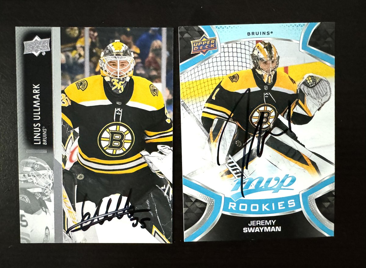 marinakmaher's tweet photo. I’m giving away a signed Linus Ullmark AND a signed Jeremy Swayman card, all you have to do is reply to this tweet with #NHLAllStarVote Jeremy Swayman &amp;&amp; #NHLAllStarVote Linus Ullmark!

We’ve got until midnight to make moves!!! Reply + RT. Will pick a winner on All Star Weekend! https://t.co/NEJAbqBb0D