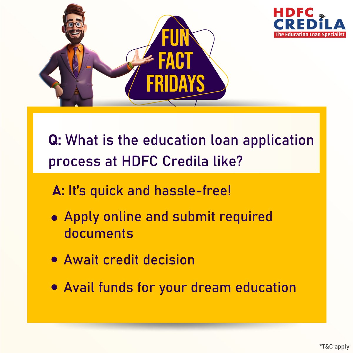 CredilaFinserv's tweet photo. An @HDFCCredila education loan can help you achieve your higher education goals! Visit us at https://t.co/FlEOJkF4aw to apply, today.
*T&C apply
#HDFCCredila #FunFactFriday #EducationLoan #StudentLoan #SaveBig #ProofofFunds #ApplyNow #LoanApplicationProcess #LoanProcess #LoanDisbursement #EducationFinance #FinanceTips #FinancialServices #HigherEducation #Loan #OverseasEducation #OverseasEducationLoan #StudentFinance #StudentLoanFreedom #StudentLoanHelp #StudentLoanRefinance #StudentLoanRepayment #StudentLoans #StudyAbroad #StudyAbroad2023 #StudyAbroadGoals #StudyAbroadLoan #StudyAbroadOpportunities #StudyAbroadPrograms #StudyOverseas