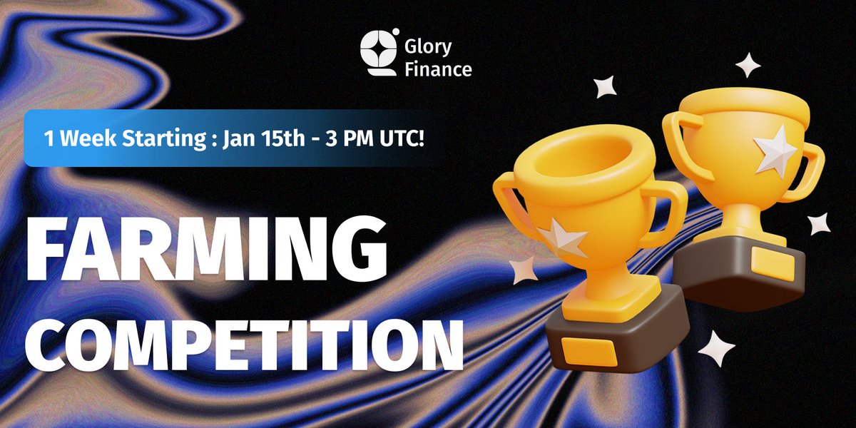 GloryFinance Farming Competition #4 coming soon🔥

app.gloryfinance.io/win/competitio…

Prize: 🤑 $500 worth of #GLR!

Start Time: 15th Jan at 3pm UTC ⏰ 
End Time: 22th Jan at 3pm UTC ⏰

Rules:
✅ Stake in any Farm available on app.gloryfinance.io/invest/farms (#USDT/#GLR Farm + Trending farms) 🔥