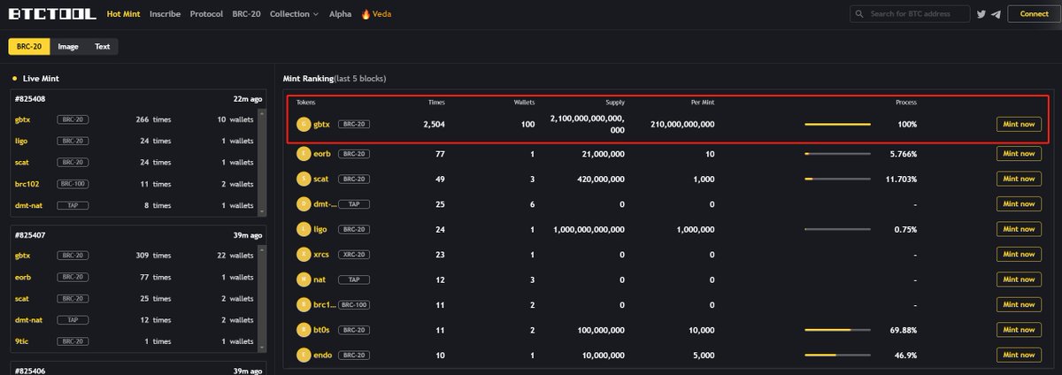 btctoolpro's tweet photo. What a magical thing! Minting 100% in just 5 hours.
https://t.co/Md6gHYZoQS
#gbtx #BRC20 #BTCTool https://t.co/nZ7nhijCDV