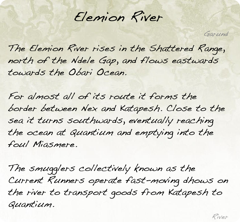 GolarionToday's tweet photo. Elemion River, Garund
https://t.co/1PFKlemF8r
#ElemionRiver #ShatteredRange #NdeleGap #Nex #Katapesh #Quantium #Miasmere #CurrentRunners https://t.co/LWrjzVARCj
