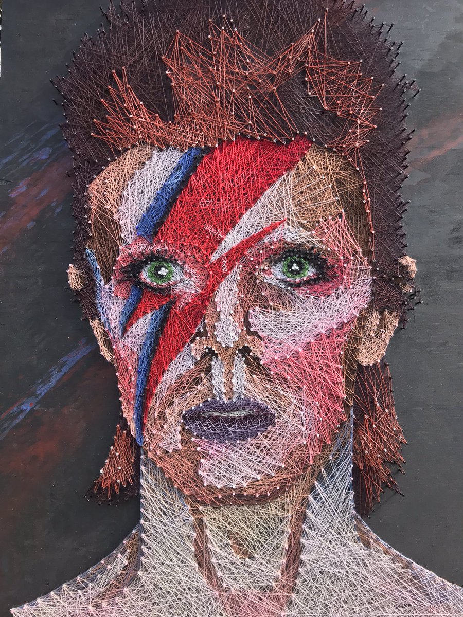 OrenjiThreads's tweet photo. Another piece from last year, and a personal favourite, learned a lot trying to balance the contours through the makeup. 
#bowie #art #portait https://t.co/wBeElbUdXP