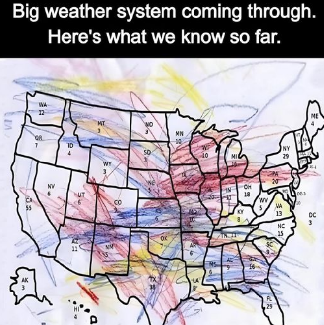 ZackSample's tweet photo. @magicadenka this weather is wild right now and the weather man be like: https://t.co/0hHj1VfunH