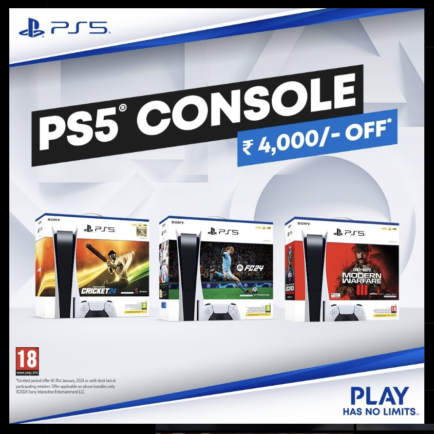 Get these amazing PS5 bundles at Rs 4,000 off!!

Offer starts from 13ᵗʰ Jan and valid till stocks last, only at ShopatSC, Amazon, Flipkart, Croma, Reliance, Vijay Sales & other participating retailers.

#ps5sale #ps5india #psindia #gamingdeal #ps5deal