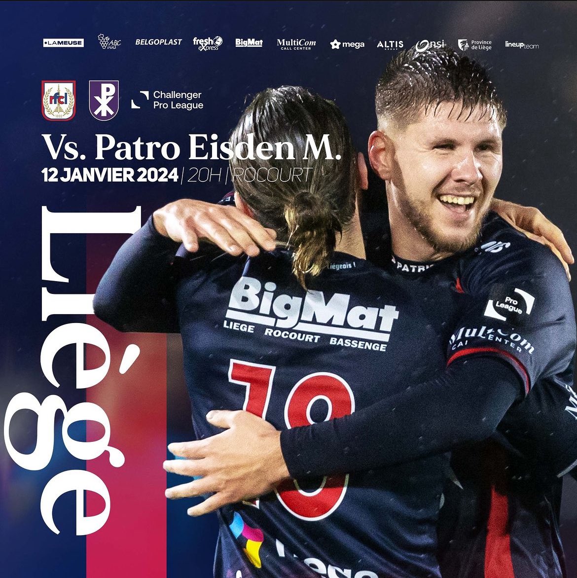 RFCLiege_news's tweet photo. 🗣#MatchDay 17
⚽️ #RFCLiège v Patro Eisden
🕓 20h00’
📍#Liège
🏟 Stade de #Rocourt
🏆 #ChallengerProLeague #CPL
👮🏻 Massimiliano Ledda 🏳️ Dirk Gilon 🏁 Jonas Van Dyck 📝 Michiel Allaerts
📲#FCLPAT #RFCLPAT #AllonsLiège
🎟 https://t.co/S0WpAftvMt
📺 Eleven PL 2️⃣ https://t.co/9IwvYdwLdb