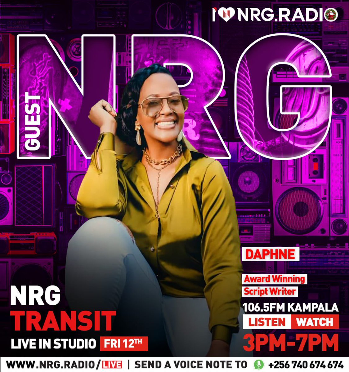 Hey Friends of Munah, the award-winning scriptwriter Daphne, @BeautifulMukiga, will be featured on @NRGRadioUganda's #NRGTransit from 3 pm to 7 pm. 

Tune in to listen/watch and get ready to ask her your questions. 😍 #BordersPremiere