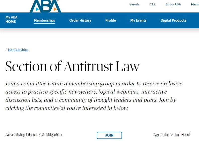 <a href="/ABAAntitrust/">ABA Antitrust Law Section</a> Law Section members can join as many committees as they choose! Committee membership gives you direct access to leadership, speaking, and writing opportunities. Check your current memberships today americanbar.org/my-aba/members…