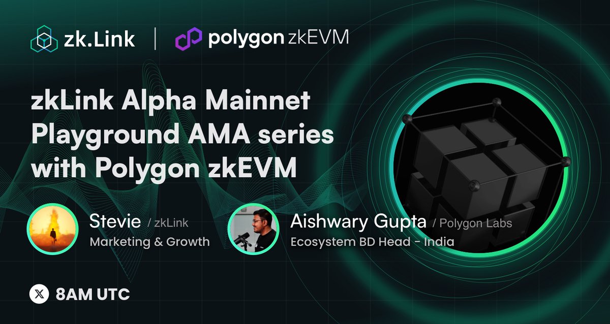 zkLink_Official's tweet photo. Want to know how the Polygon zkEVM integration will help zkLink in becoming the world's first ZK multi-rollup Layer 3 infrastructure?

Introducing our final guest in the #zkLink Alpha Mainnet Playground AMA series - @0xAishwary from @0xPolygonDeFi team!

Reminder Link below👇

Gear up to learn more about @0xPolygon zkEVM - a zero knowledge scaling solution that’s equivalent with the Ethereum Virtual Machine!

Don't forget to join our ongoing @Galxe campaign: https://t.co/xKGJNDj8qc

🗓️ 8 AM UTC, Jan 12
💬 Everything about Polygon
📍 Set Reminder: https://t.co/uBknH3zI6I