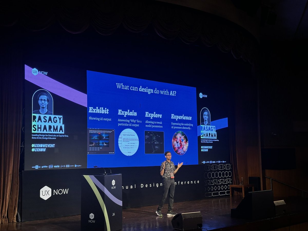 uxnowevent's tweet photo. @rasagy Rasagy Sharma shares profound insights on the topic of “What can design do with AI”

#uxnow #uxnow2024 #uxnowevent #design #ux https://t.co/Fdj8cRMtjc