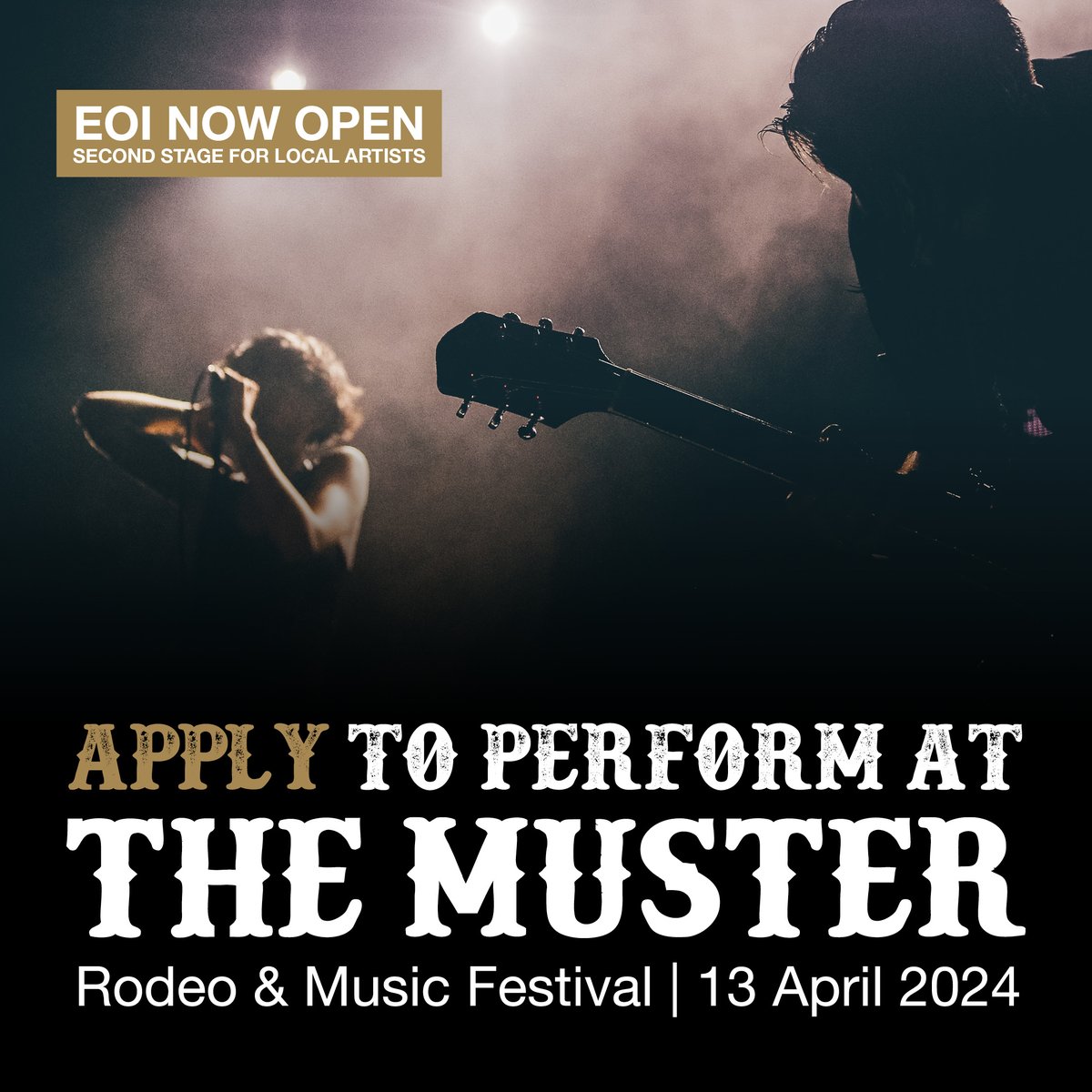Calling Perth musicians! 🎤🌟

If you're eagerly waiting to grace the community stage, here's an exciting opportunity to showcase your skills sooner at the Muster Rodeo &amp; Country Music Festival! 🤠

Round up your bandmates and apply now through this link: themuster.com.au/local-stage/