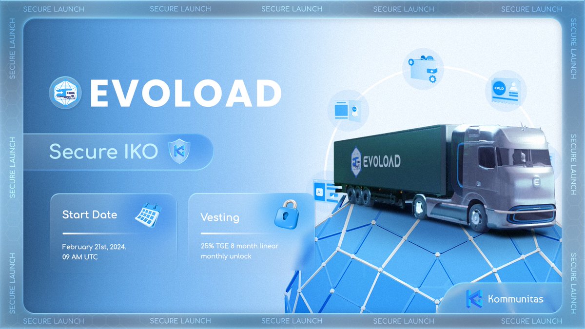 kommunitasnet's tweet photo. 🥳 Kommunitas is enthusiastic to hold our Secure #IKO with @evoload 

🚚 Evoload leads logistics innovation with its revolutionary freight exchange platform, integrating cutting-edge A.I. Read more: https://t.co/sdK2X99QWq

➡️ Vote now: https://t.co/KDO969MiBF https://t.co/dTGdnVZfe0