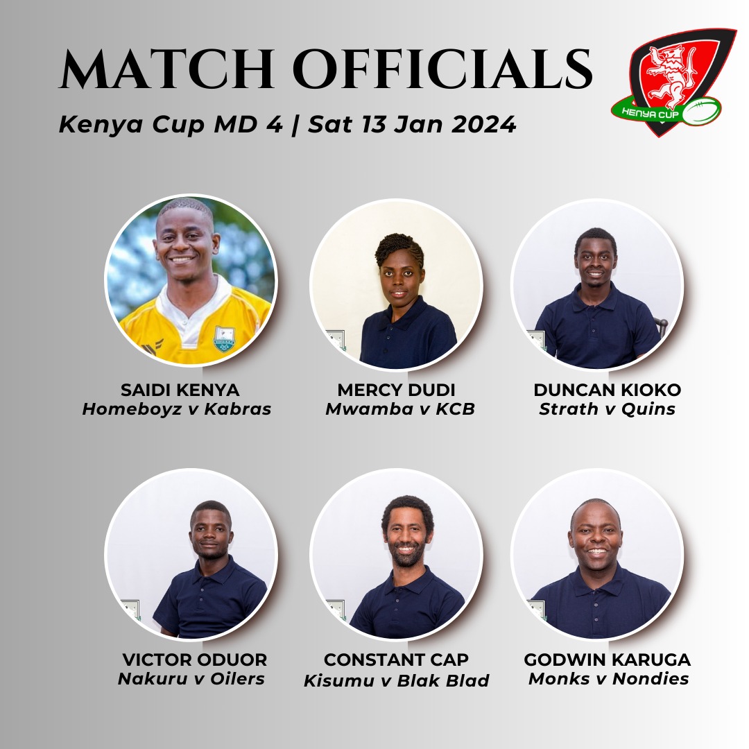 Here are the #KenyaCup Match Day Four referee allocations.