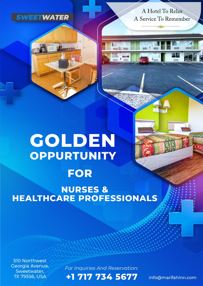 Sweet_waterinn's tweet photo. Healthcare pros wanted! 🌟 Join Sweetwater Inn for a golden career opportunity. Apply now and start your impactful journey!
.
For inquiries call Us:+1 717 734 5677
.
#MarifahInnSweetwater #Marifah #Sweetwater #Sweetwaterinn #marifahinn #CozyNights #SweetDreams https://t.co/q0U8nAbzii