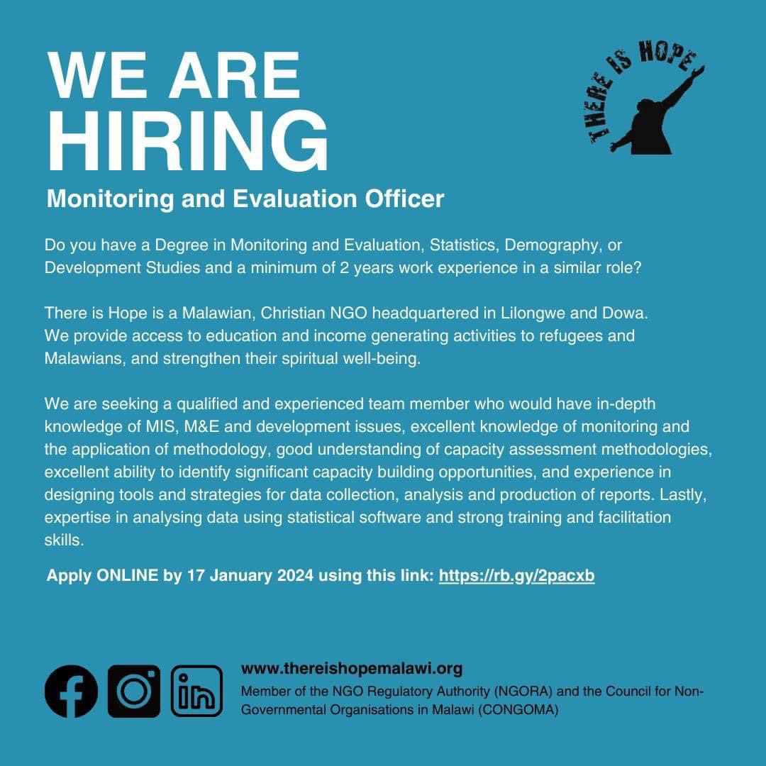 mcbrams's tweet photo. Good morning #Malawi, everyday brings new hopes and dreams. Make someone's hopes and dreams come true by sharing these  multiple job opportunities at Sparc Systems and There is Hope Malawi. https://t.co/2OYdXmgY7D