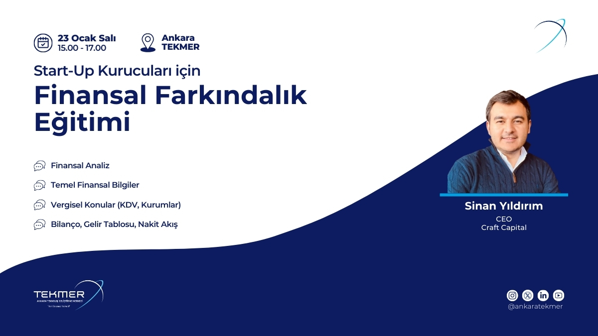 AnkaraTekmer's tweet photo. 📣 Girişimcilik serüveninizde güçlü bir finansal temel oluşturmak için size rehberlik edecek Finansal Farkındalık Eğitimi’ne davetlisiniz.

📌@sinannyildirim’ın anlatımıyla start-up kurucularına yönelik gerçekleşecek eğitim ile finansal bilincinizi güçlendirin!

📌Hemen Kayıt Ol! https://t.co/RuNu5xBqd5