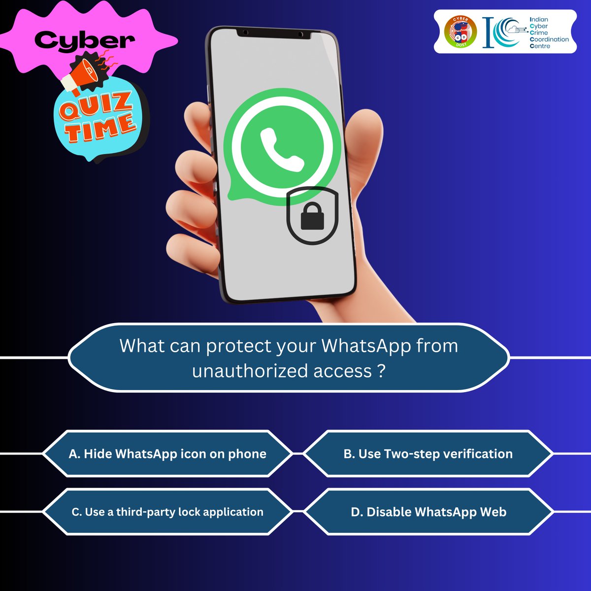'Guard Your WhatsApp: Your Privacy , Your Control' 

#WhatsAppSecurity #I4C #MHA #dial1930 #Cybersafeindia #News #SocialMediaInsights #Cybercrime #cybersecurity #hacking #cyberattack #security #infosec #hacker #informationsecurity #privacy #cybercrime @MIB_India  @WhatsApp @ANI